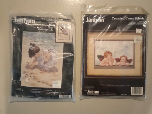 2 Janlyn Heavenly Cherubs 157-21 Counted Cross Stitch Kit 29-19 Collecting Shell - 第 1/3 張圖片