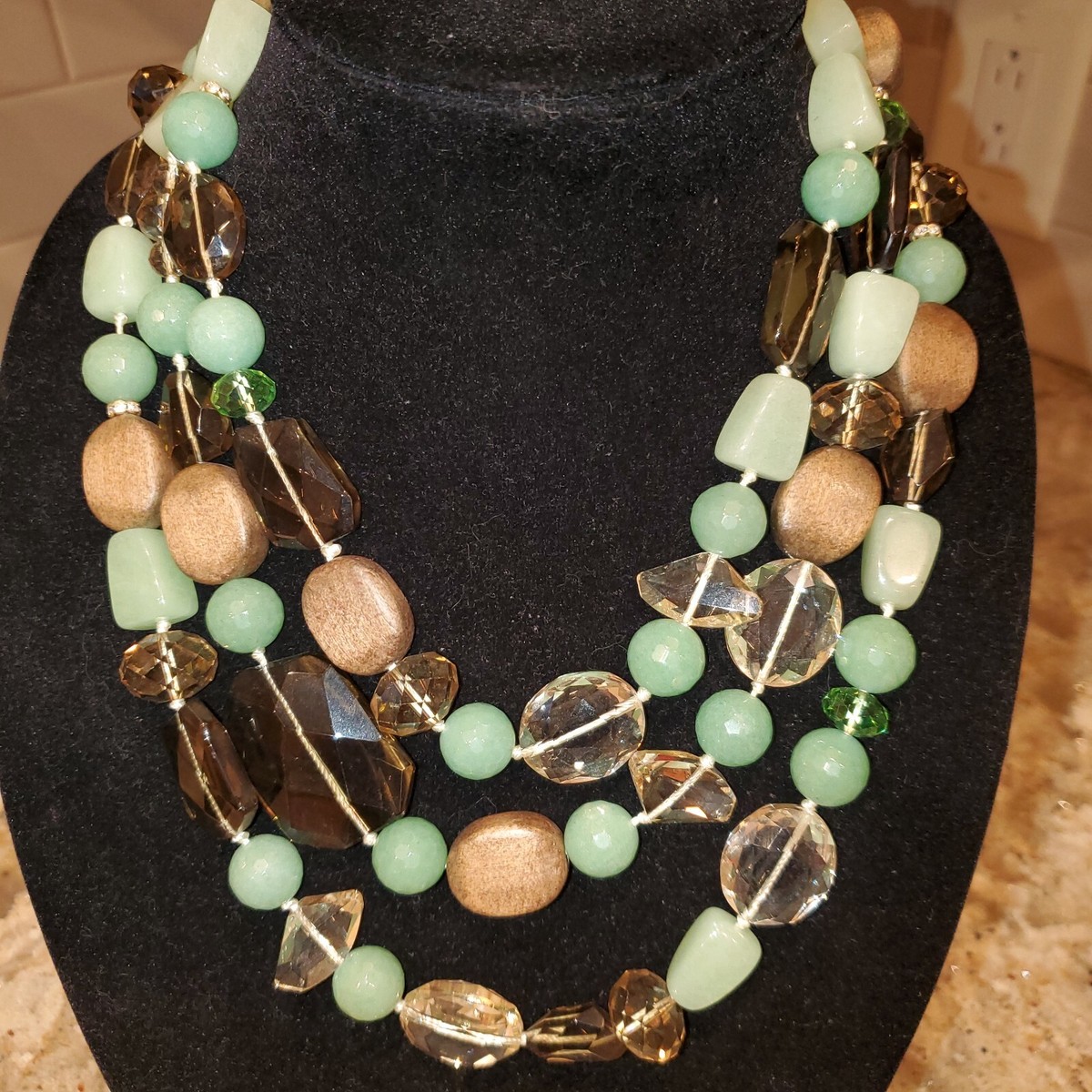 Stella Dot Camilla Necklace Green, brown clear Retired - Main Image