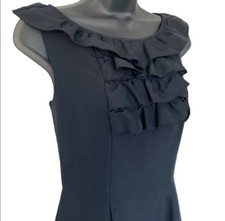 BANANA REPUBLIC Black Sheath Dress with Ruffle Front 35" Length Size 6 Formal 🖤