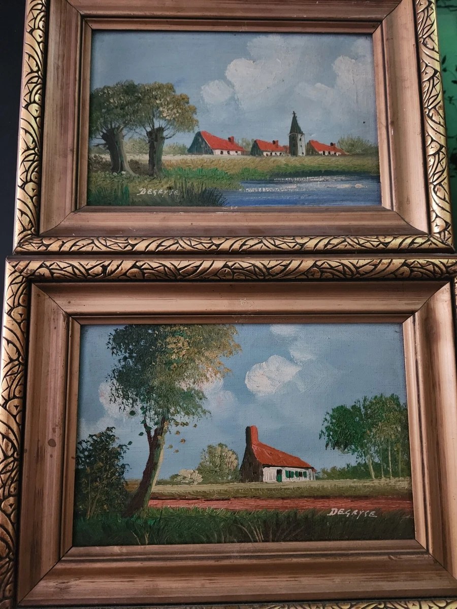 Pair Of Vintage Oil Paintings In Gilt Frames Both Signed Degryse