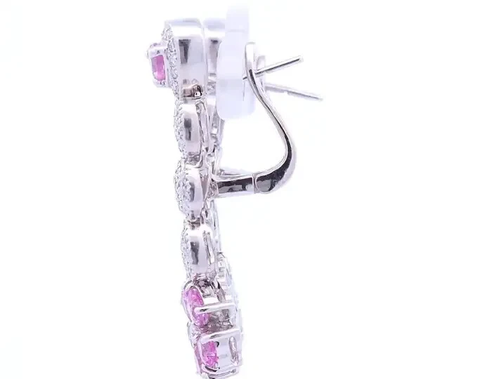 Bonitos pendientes colgantes para mujer con diseño floral de turmalina y zafiro de 4,80 TCW Foto 3 de 4