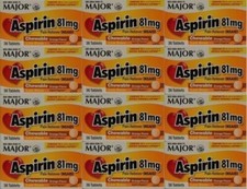 Major Baby Aspirin 81mg Chewable Orange Flavor 36ct -12 Pack -Exp Date 10-2026