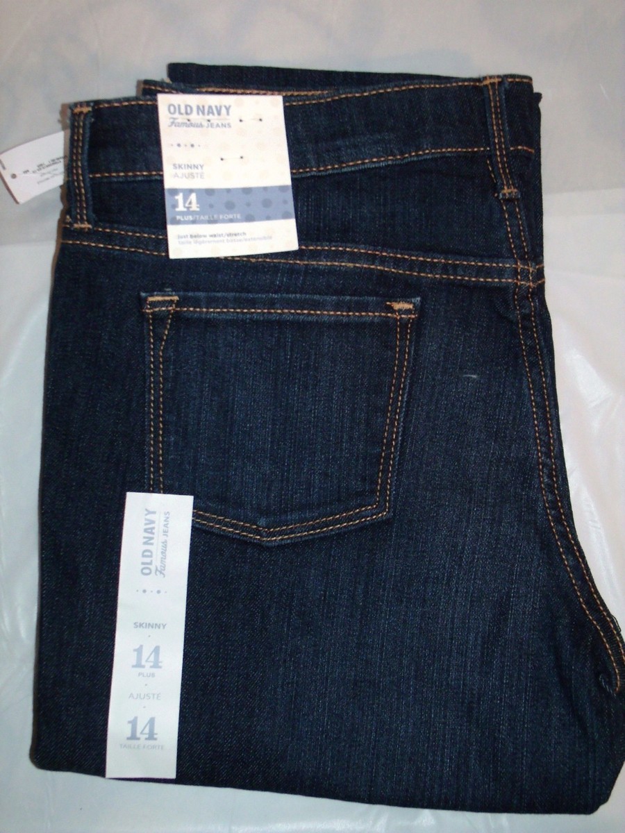 NWT Old Navy Dark Wash Skinny Stretch Jeans Just Below Waist Girls14 Plus G5