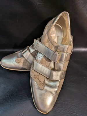 Gucci Guccissima Canvas Leather Gold Sneaker Trainer Shoes Women Size US 11