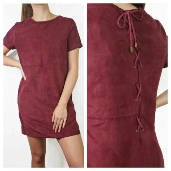 Burgundy suede clearance dress