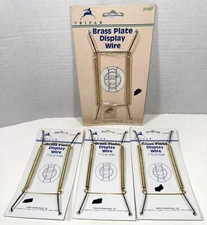 Lot 4 Vintage NEW Tripar 7"-10" Brass Plate Display Wire Wall Hanger 23-1307 NIP