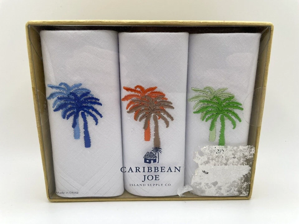 Paquete de 3 pañuelos Caribbean Joe azul naranja verde palmeras balanceándose de colección? NOS Foto 3 de 4