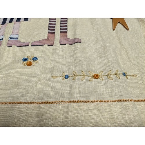 Wall Hanging Two Angels with Vintage Look Applied Stars Hand Embroidery - Picture 3 of 12