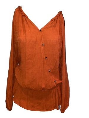 orange peasant blouse