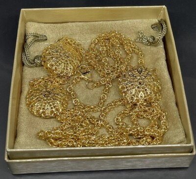 G Italy 18k GP Gold Plated Bronze Shiny Long Layered Women's