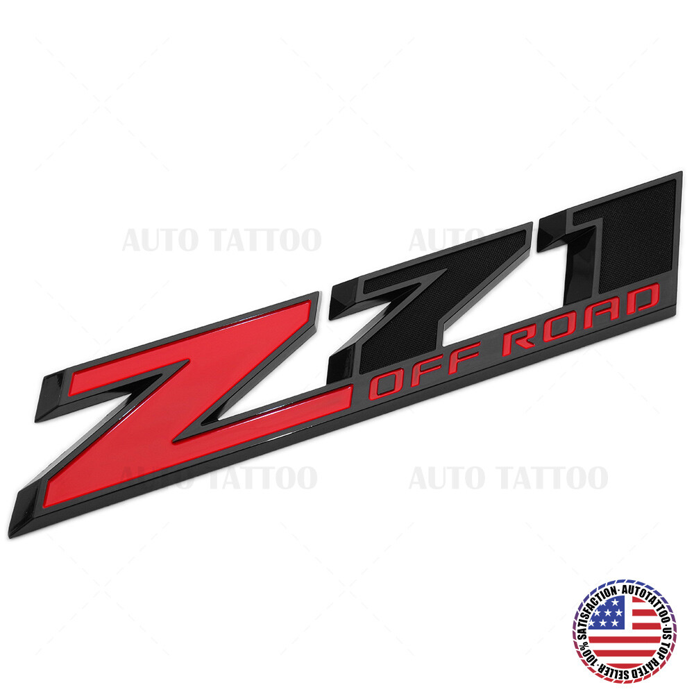 GM Chevy 09-21 Z71 Offroad Front Door Nameplate Logo Emblem Badge OEM Black Red
