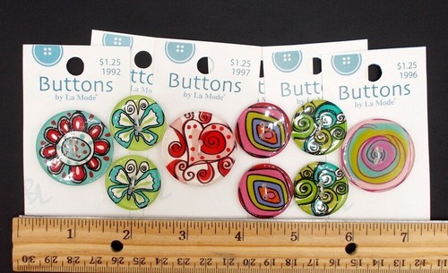 La Mode Fancy Button Cards Boho Stained Glass Look Butterflies Heart Flower 9pcs - Picture 9 of 9