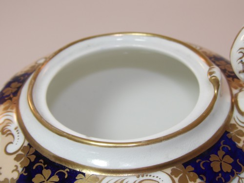 Antique Alcock Rockingham Rococo Blue Gilded 4 Legged Teapot & Stand c1840s VGAC - Picture 13 of 21