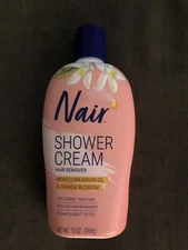 Nair Shower Cream Hair Remover Argan Oil & Orange Blossom 13oz For Coarse Hair