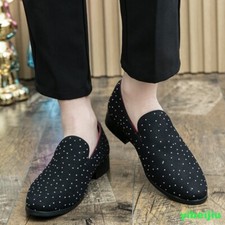 Men's Casual Slip On Loafers Rhinestones Dress Formal Shoes British Style Spring