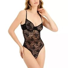 INC International Concepts Sheer Lace Cup Bodysuit Style 100144235 Thong Black M