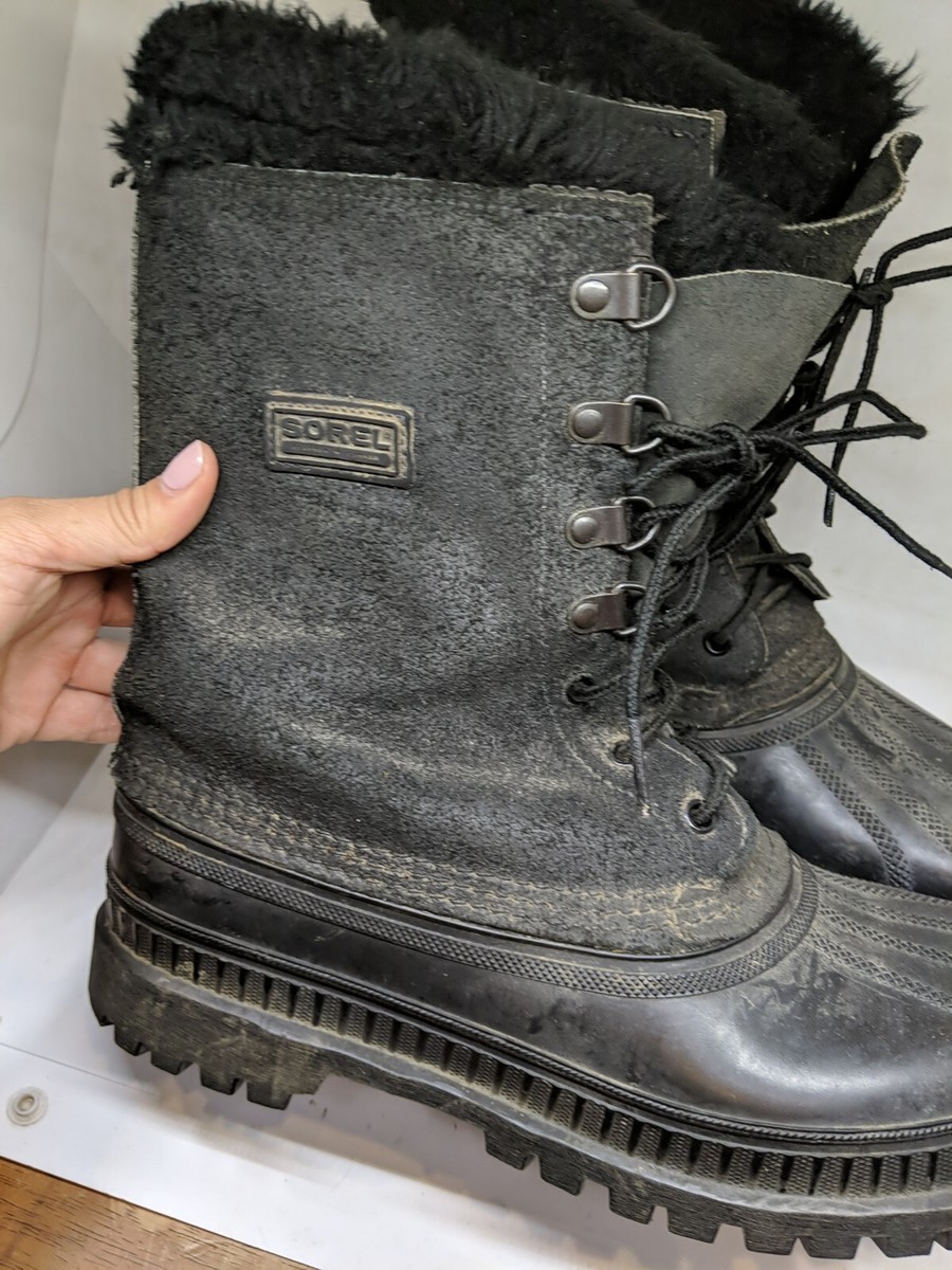 Sorel Caribou Leather Iconic Winter Snow Duck Boots Waterproof Wool Blend Liners Vintage 90s Sorel Badger Leather Winter Snow Duck Boots  main image 4