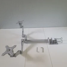 Silver Dual Monitor Computer Desk Mount
