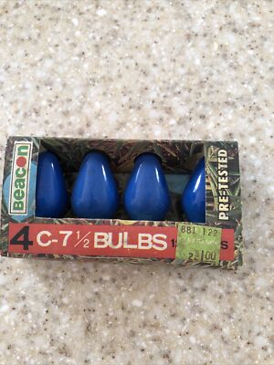 Lot Of 4 Vintage Christmas Light C7 1/2 120 Watts Replacement Bulbs Blue Beacon