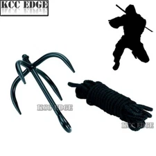 Black Steel NINJA SWAT Folding Grappling Tactical Climbing Hook 33Ft Nylon Rope