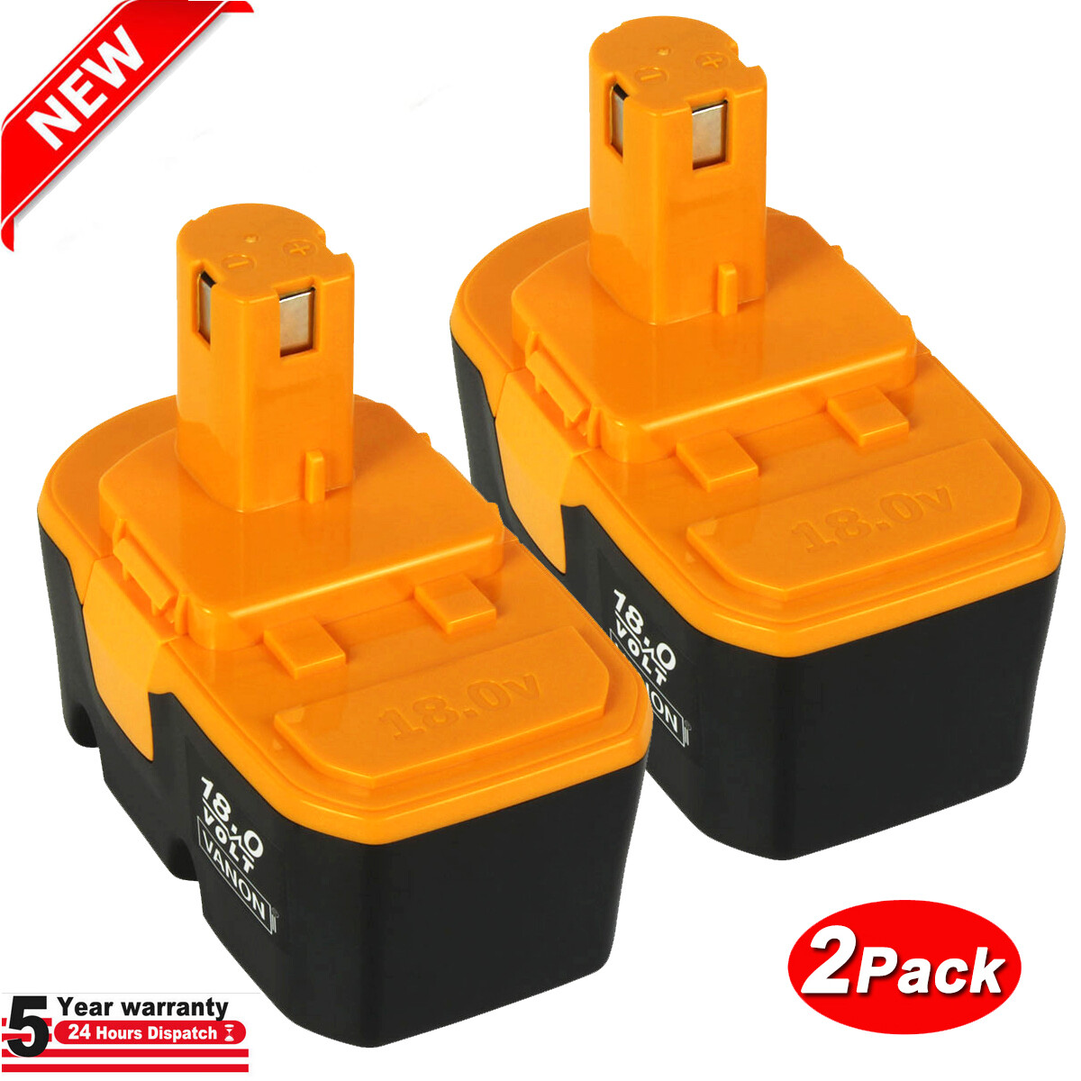 2X 18V For Ryobi Battery P100 P101 ONE+ 130224028 130224007 ABP1801
