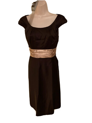 Adrianna Papell brown cocktail party dress evening bridesmaid prom satin 10  | eBay