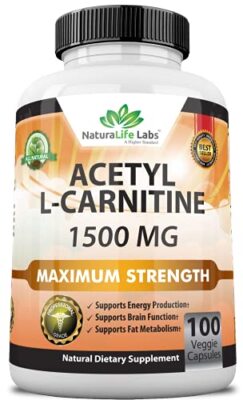 Acetyl L-carnitine 1500Mg Capsules High Potency 100 Count Nutritional Supplement