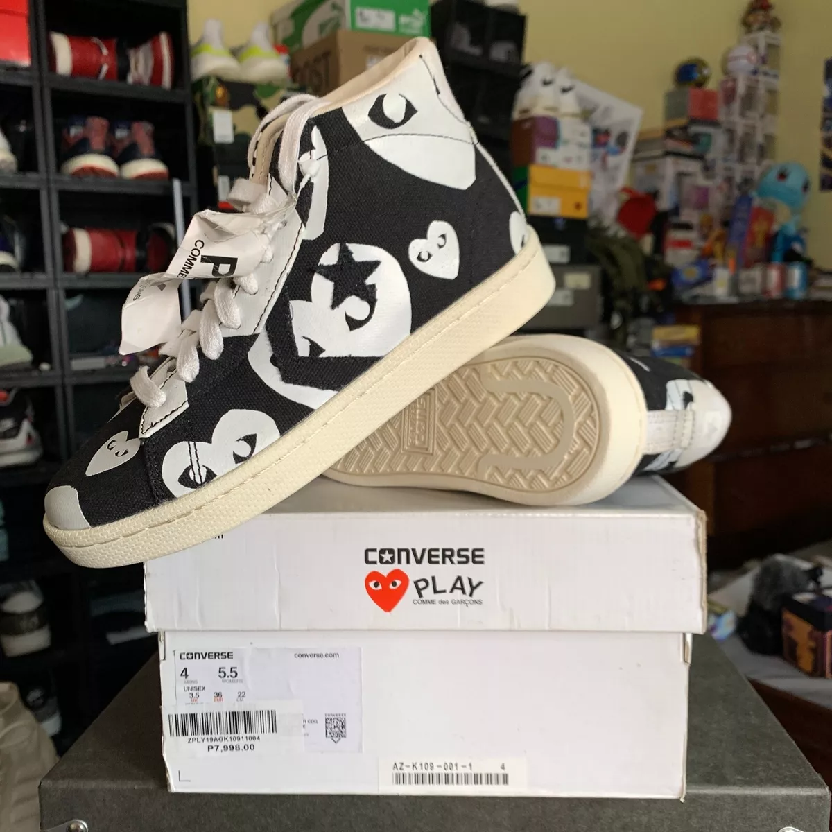 Comme Des Garcons Play x Converse Pro Leather HI Size 4 US w/ Defect | eBay