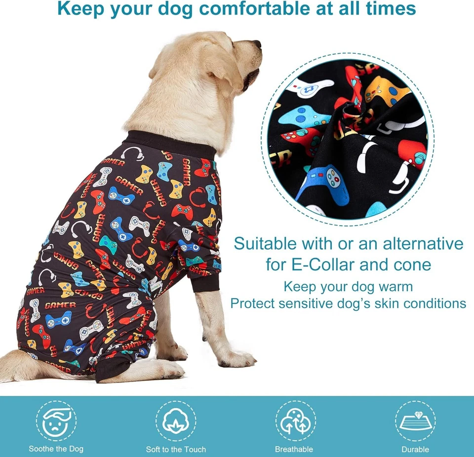 Camiseta LovinPet Dog PJ Poly manga longa anti-derramamento durante todo o ano para cães grandes - Imagem 3 de 4