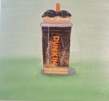 Ice Coffee Pallet Knife 11x14 On Canvas Paper Original Painting 