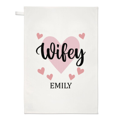 Personalised Wifey Tea Towel Valentines Love Girlfriend Wife Birthday Funny