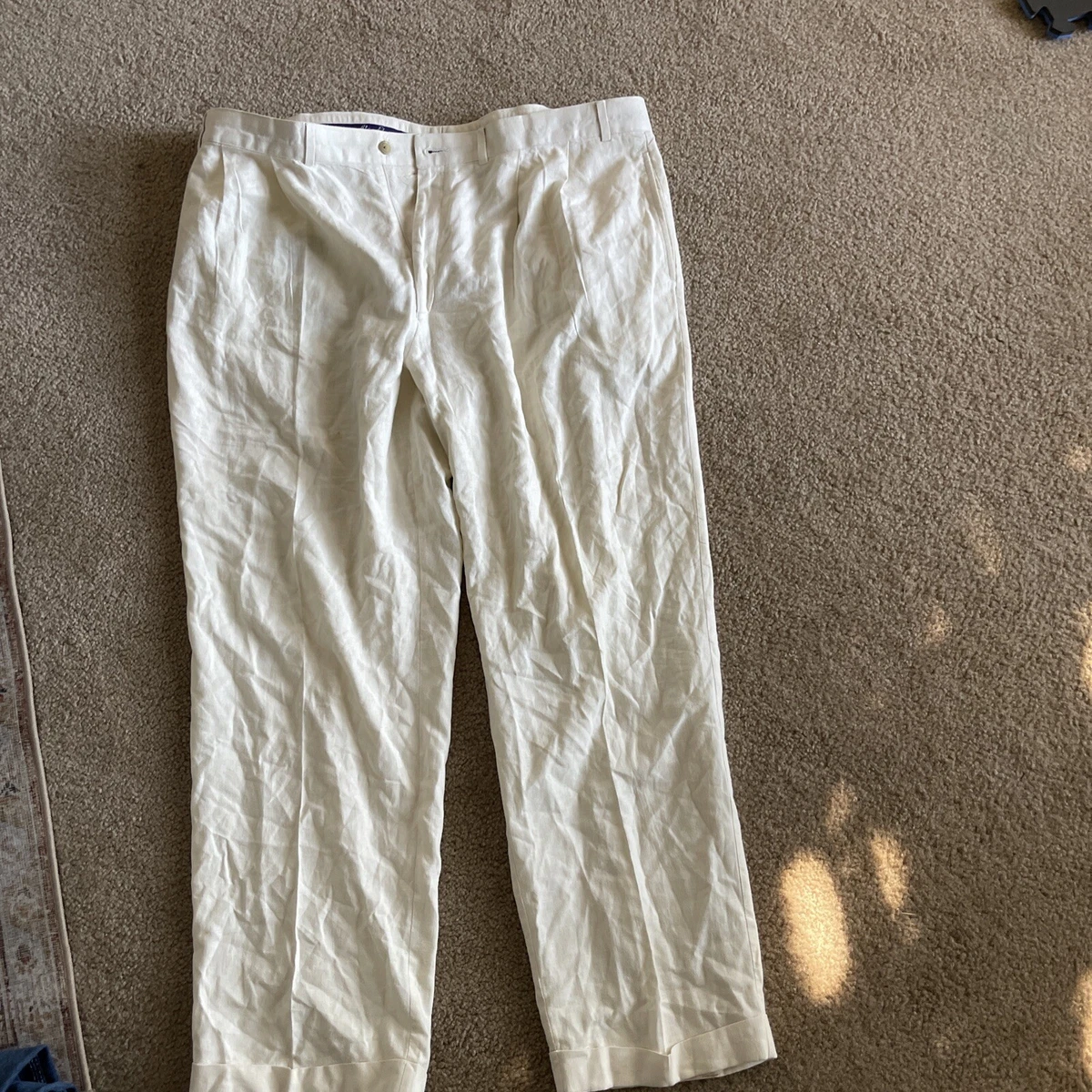 Alan Flusser Pants Mens Linen 42 x 30 RN 90704 Ivory eBay