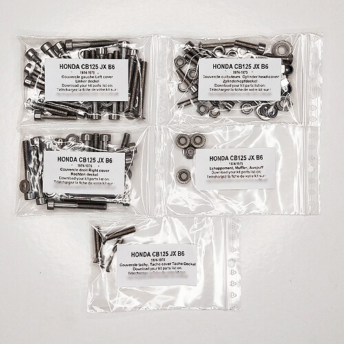 Kit vis HONDA CB 125 JX B6 contre la rouille du moteur 1974
