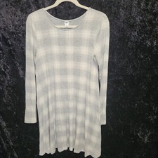 Old Navy Women's Silver Ivory Plaid A-Line Tunic Dress Size M Stretch
