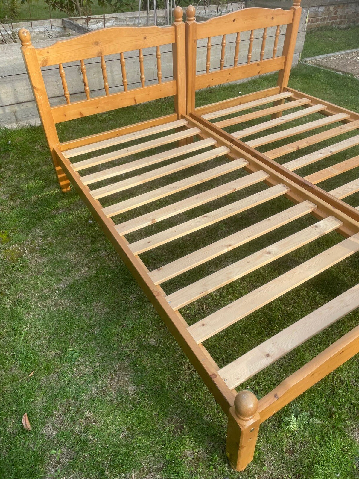 Matching Pair Pine Single Beds Slats Mattress Spare Bedroom Delight eBay