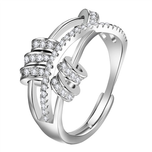 Women's Anxiety Ring Fidget Rings Spinning Bead Adjustable Open Stacking Band - 第 38/43 張圖片