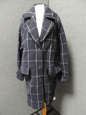 Wrap London Wool Blend Coat Navy Check Uk 10 Ln121 Oo 08