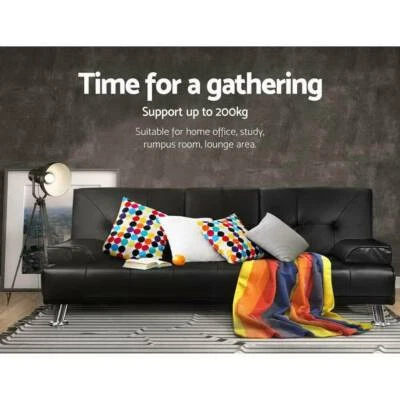 Artiss 3 Seater Pu Leather Sofa Bed Black Sofas Gumtree Australia Melbourne City Melbourne Cbd 1252836239