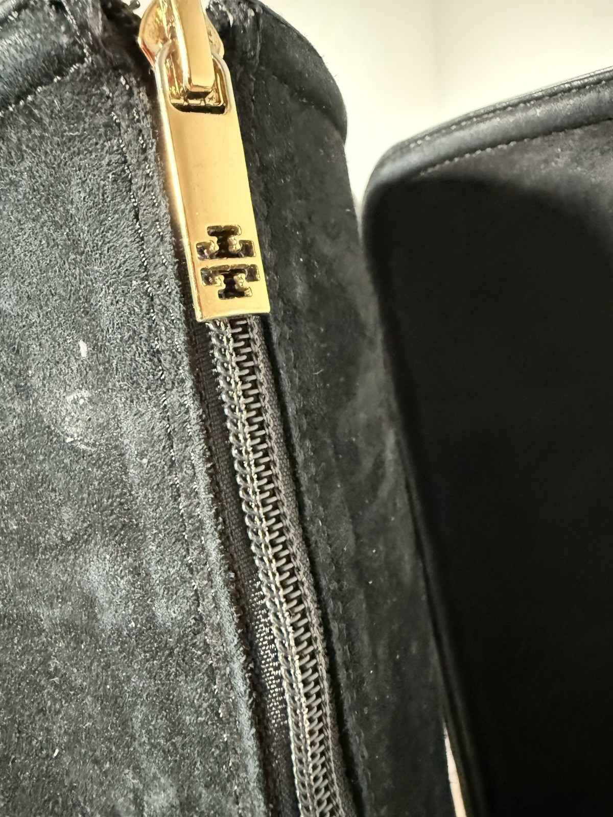 Tory Burch Black Suede Wedge Knee-High Boots | Size 10.5 thumbnail 3