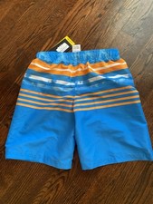 Under Armour Boys Striped Swim Trunks Shorts Blue. Size 10/12