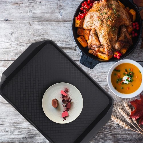 Grande Vassoio Antiscivolo Servizio Alimenti Vassoi Rettangolari Snack per Mangiare - Foto 5 di 12