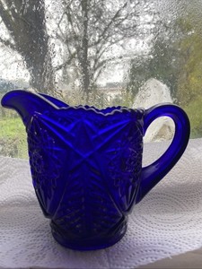 Sapphire, Cobalt, Blue Press, Glass Creamer, Picture ￼