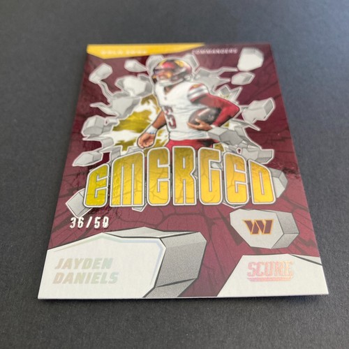 Jayden Daniels Pack of 3, SSP Score Emerged Gold Zone /50, Rookie Rush RC Insert - Picture 5 of 10