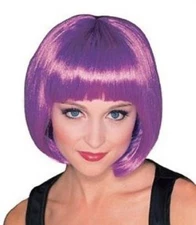Purple Supermodel Short Bob Wig with Bangs
