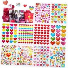 6000 PCS Valentines Day Heart Stickers for Kids, Colorful Glitter