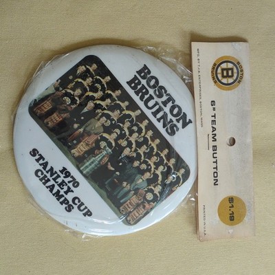 J.J.E. Enterprises Boston Bruins 1970 Stanley Cup 6'' NHL Team Button White Black