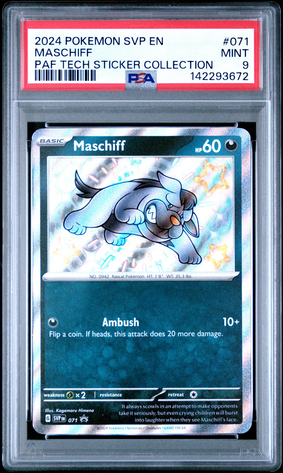 2024 POKEMON SVP EN-SV BLACK STAR PROMO #071 MASCHIFF PSA 9