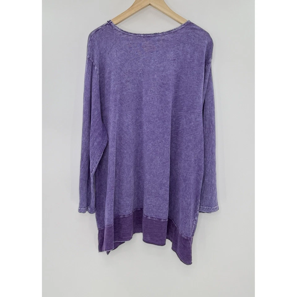 Jess & Jane Plus Size Botany Mineral Wash Purple Tunic Blouse 3x Boho Lagenlook - Image 2 of 4