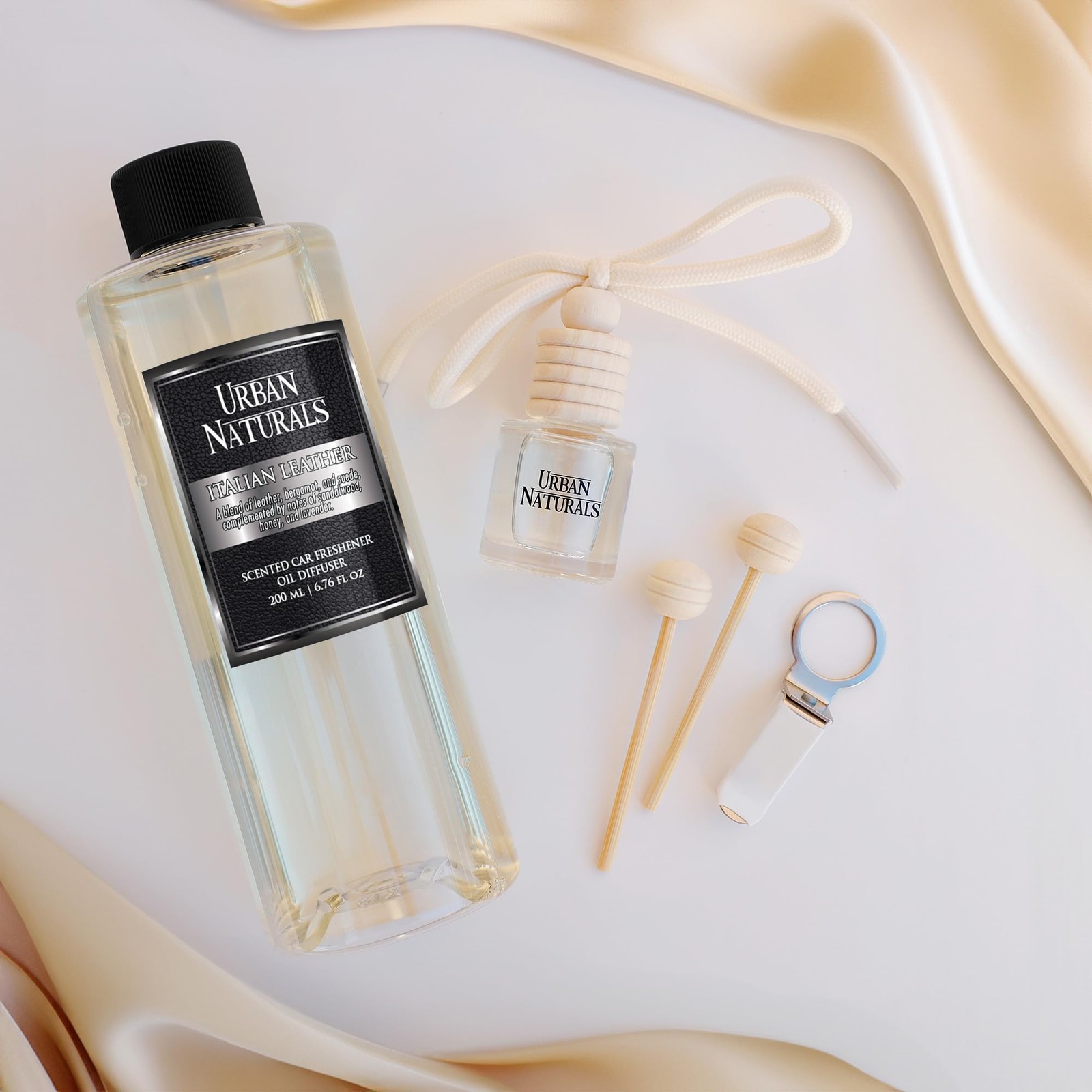 Italian Leather Hanging Car Air Freshener and Essential Oil Diffusers with Ve... thumbnail 8