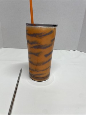 Handcrafted 20oz Stainless Steel Tapered Tumbler Alcohol Ink Orange & Gray
